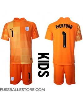 Günstige England Jordan Pickford #1 Torwart Auswärts Trikotsatzt Kinder WM 2022 Kurzarm (+ Kurze Hosen)